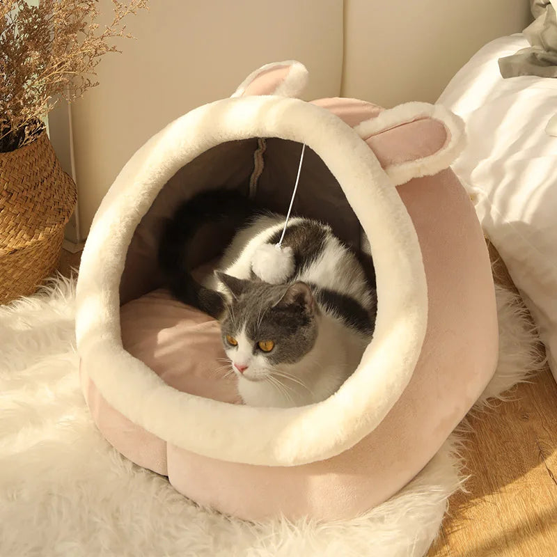 Cama Tienda de Campaña para Gatos y Perros Pequeños – Plegable, Lavable y Autocalentable