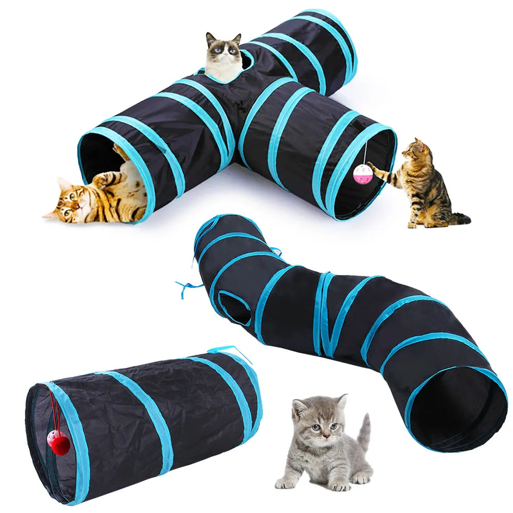 Túnel Plegable para Gatos – Juguete Interactivo, Transpirable y con Papel Crujiente
