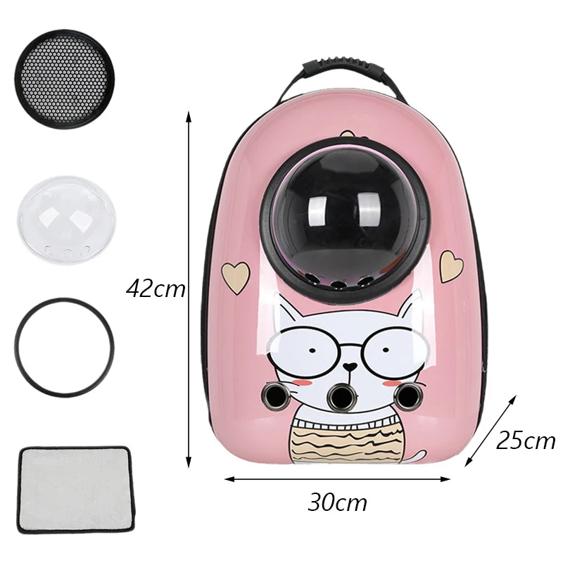 Mochila Transportín para Gatos – Diseño Cartoon, Transpirable y con Ventana Panorámica
