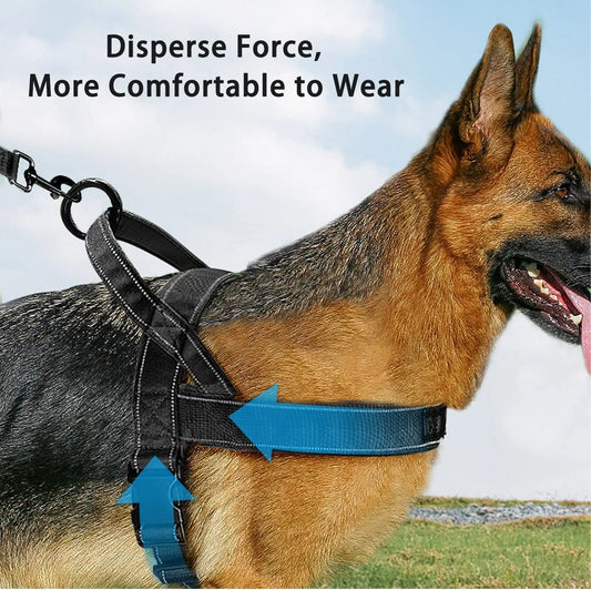 Arnés Anti-Tirones para Perros Grandes – Nylon 1000D, Ajustable con Asa y Reflectante