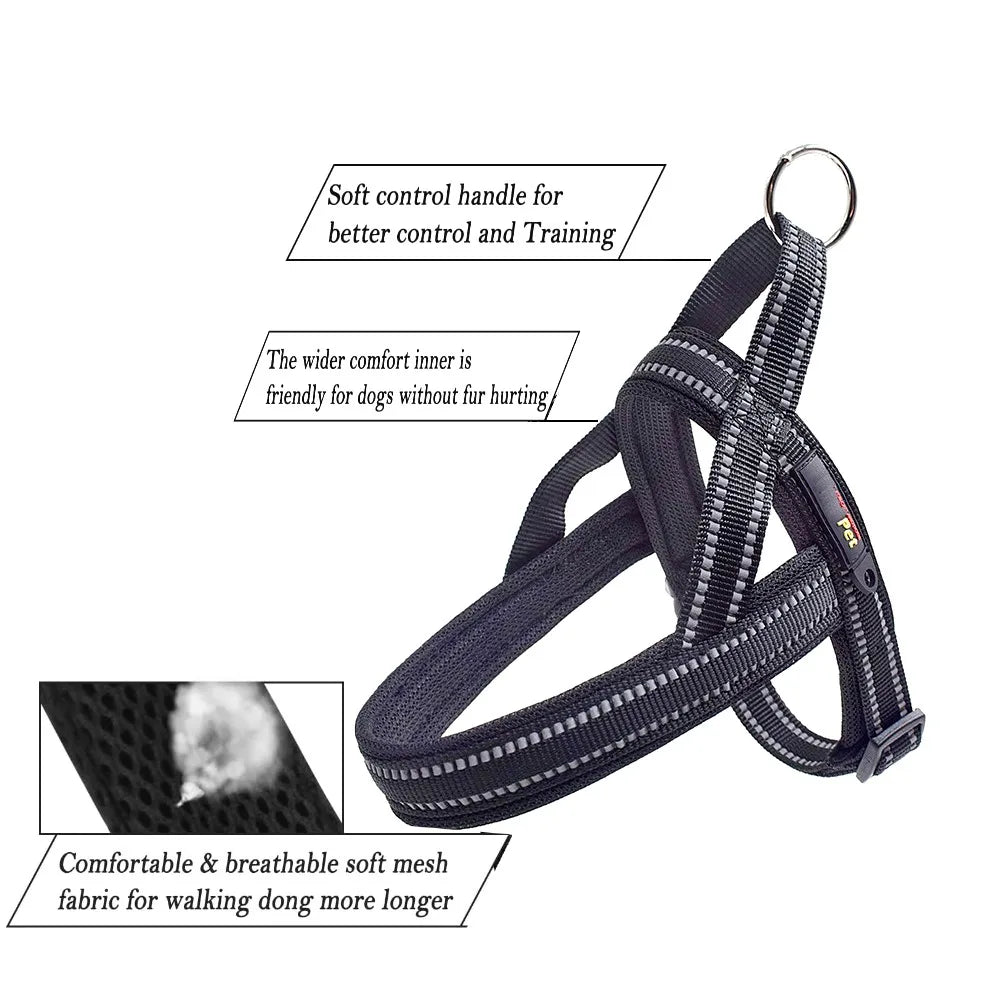 Arnés Anti-Tirones para Perros Grandes – Nylon 1000D, Ajustable con Asa y Reflectante