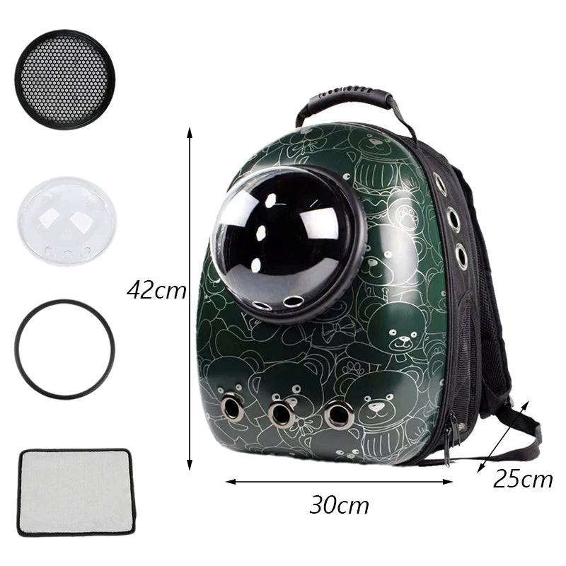 Mochila Transportín para Gatos – Diseño Cartoon, Transpirable y con Ventana Panorámica