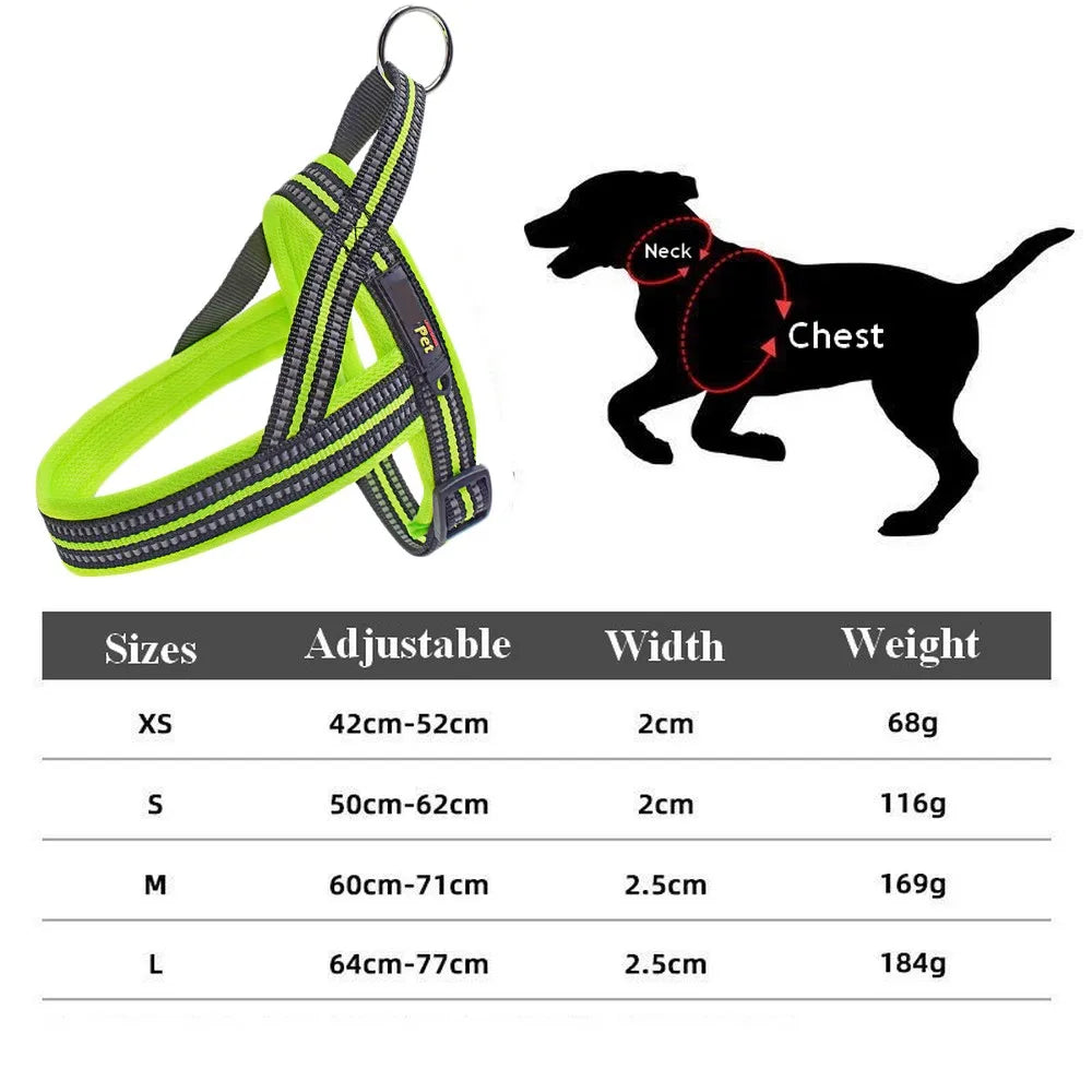 Arnés Anti-Tirones para Perros Grandes – Nylon 1000D, Ajustable con Asa y Reflectante