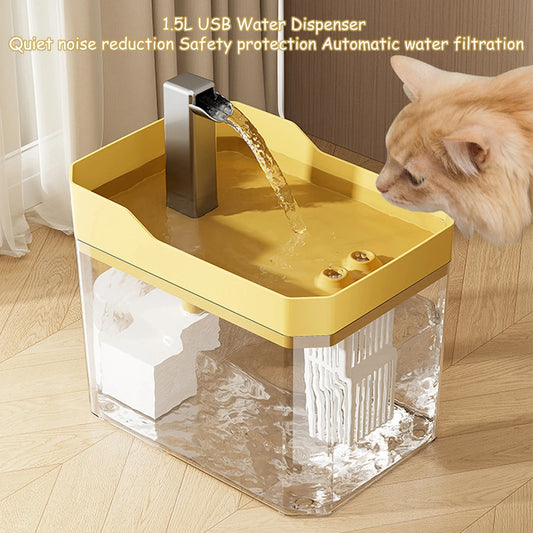 Fuente de Agua Automática para Gatos 1,5L con Filtro y Bomba USB