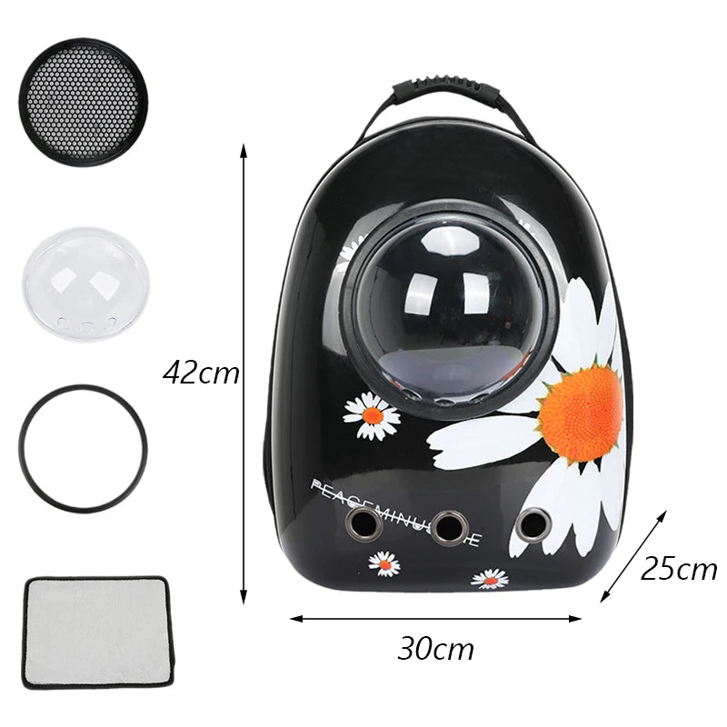 Mochila Transportín para Gatos – Diseño Cartoon, Transpirable y con Ventana Panorámica