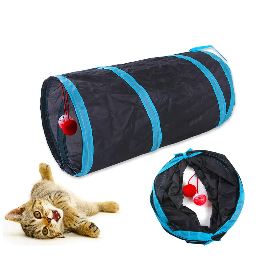 Túnel Plegable para Gatos – Juguete Interactivo, Transpirable y con Papel Crujiente