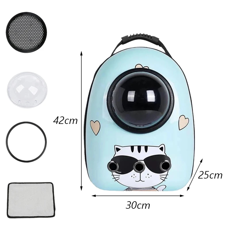 Mochila Transportín para Gatos – Diseño Cartoon, Transpirable y con Ventana Panorámica