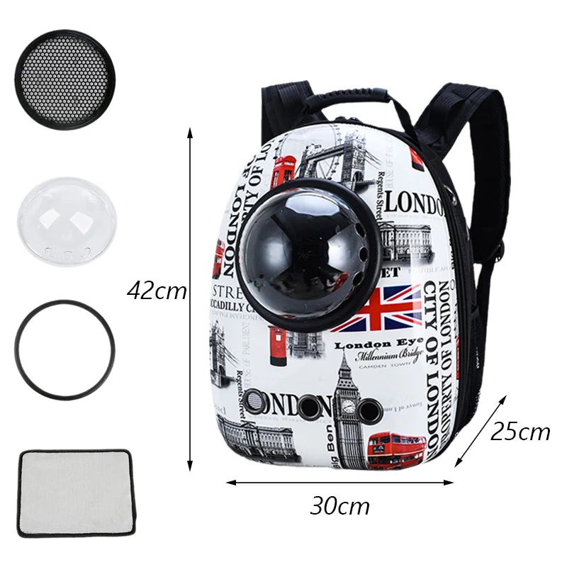 Mochila Transportín para Gatos – Diseño Cartoon, Transpirable y con Ventana Panorámica