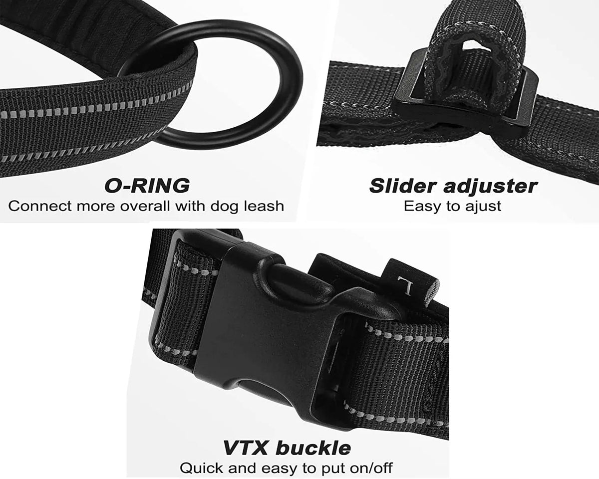 Arnés Anti-Tirones para Perros Grandes – Nylon 1000D, Ajustable con Asa y Reflectante