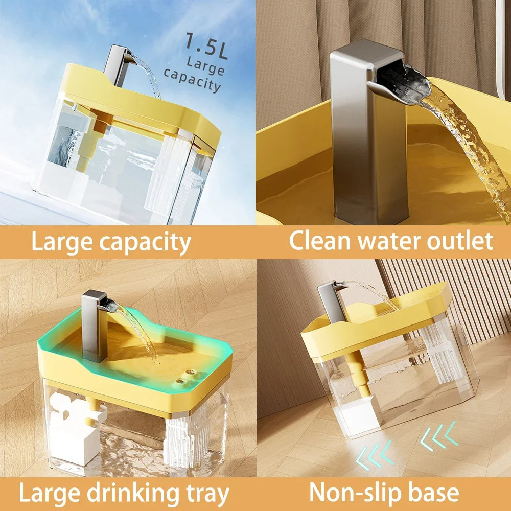 Fuente de Agua Automática para Gatos 1,5L con Filtro y Bomba USB