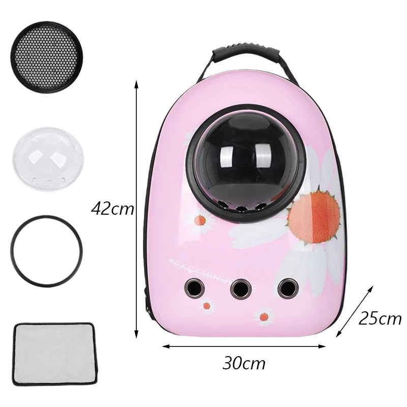 Mochila Transportín para Gatos – Diseño Cartoon, Transpirable y con Ventana Panorámica