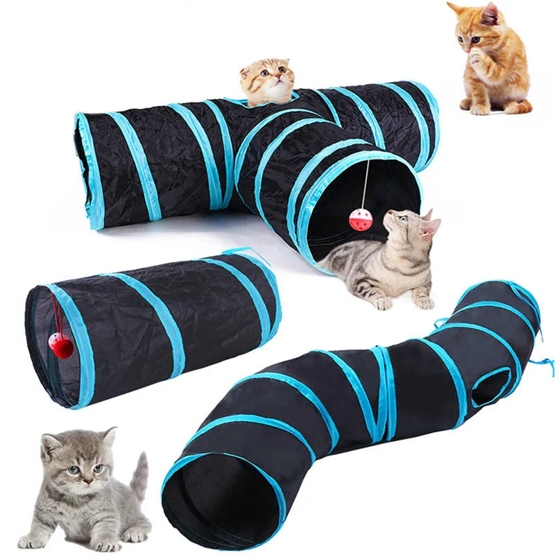 Túnel Plegable para Gatos – Juguete Interactivo, Transpirable y con Papel Crujiente