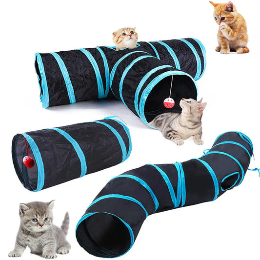 Túnel Plegable para Gatos – Juguete Interactivo, Transpirable y con Papel Crujiente