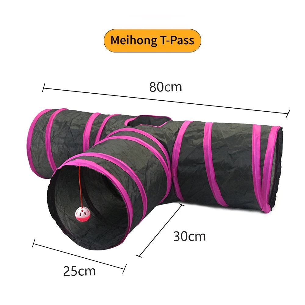 Túnel Plegable para Gatos – Juguete Interactivo, Transpirable y con Papel Crujiente