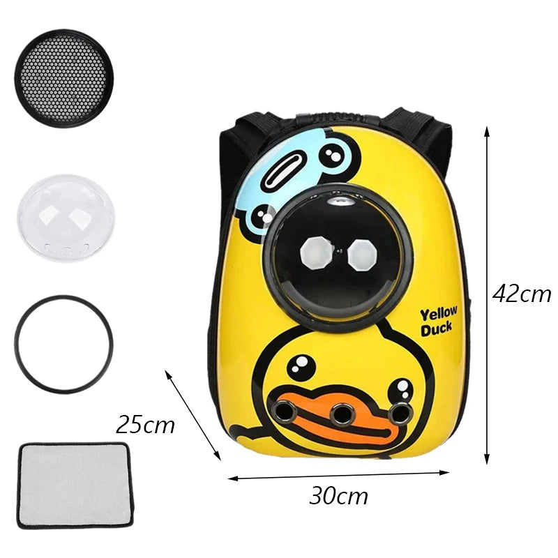 Mochila Transportín para Gatos – Diseño Cartoon, Transpirable y con Ventana Panorámica