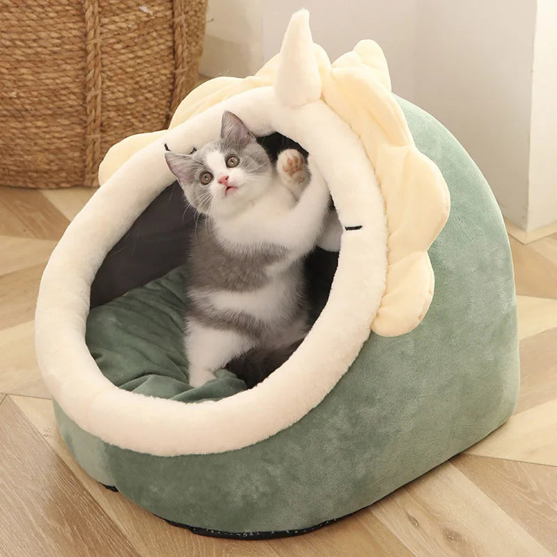 Cama Tienda de Campaña para Gatos y Perros Pequeños – Plegable, Lavable y Autocalentable