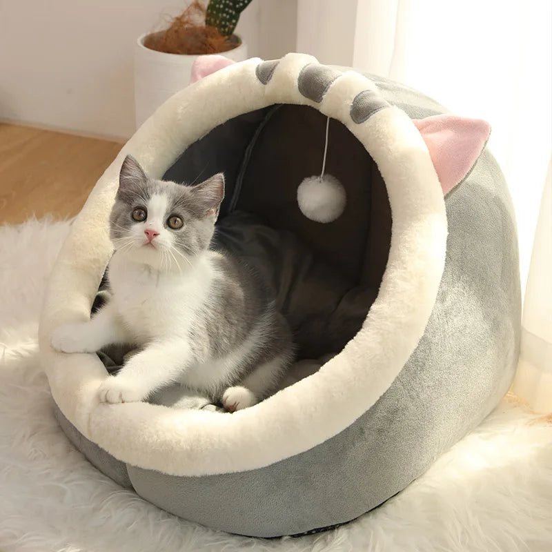 Cama Tienda de Campaña para Gatos y Perros Pequeños – Plegable, Lavable y Autocalentable