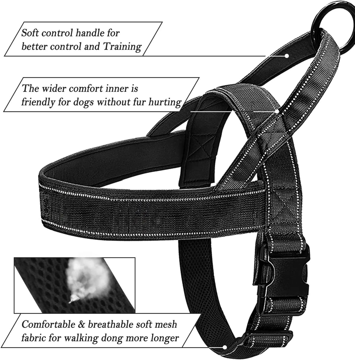 Arnés Anti-Tirones para Perros Grandes – Nylon 1000D, Ajustable con Asa y Reflectante