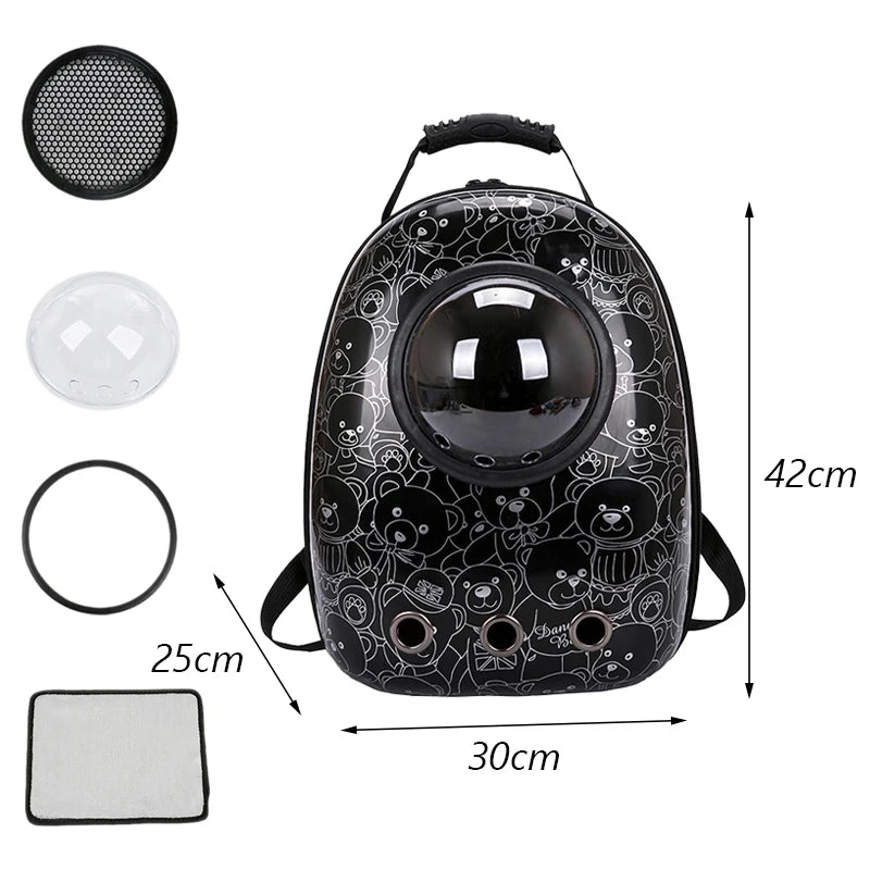 Mochila Transportín para Gatos – Diseño Cartoon, Transpirable y con Ventana Panorámica