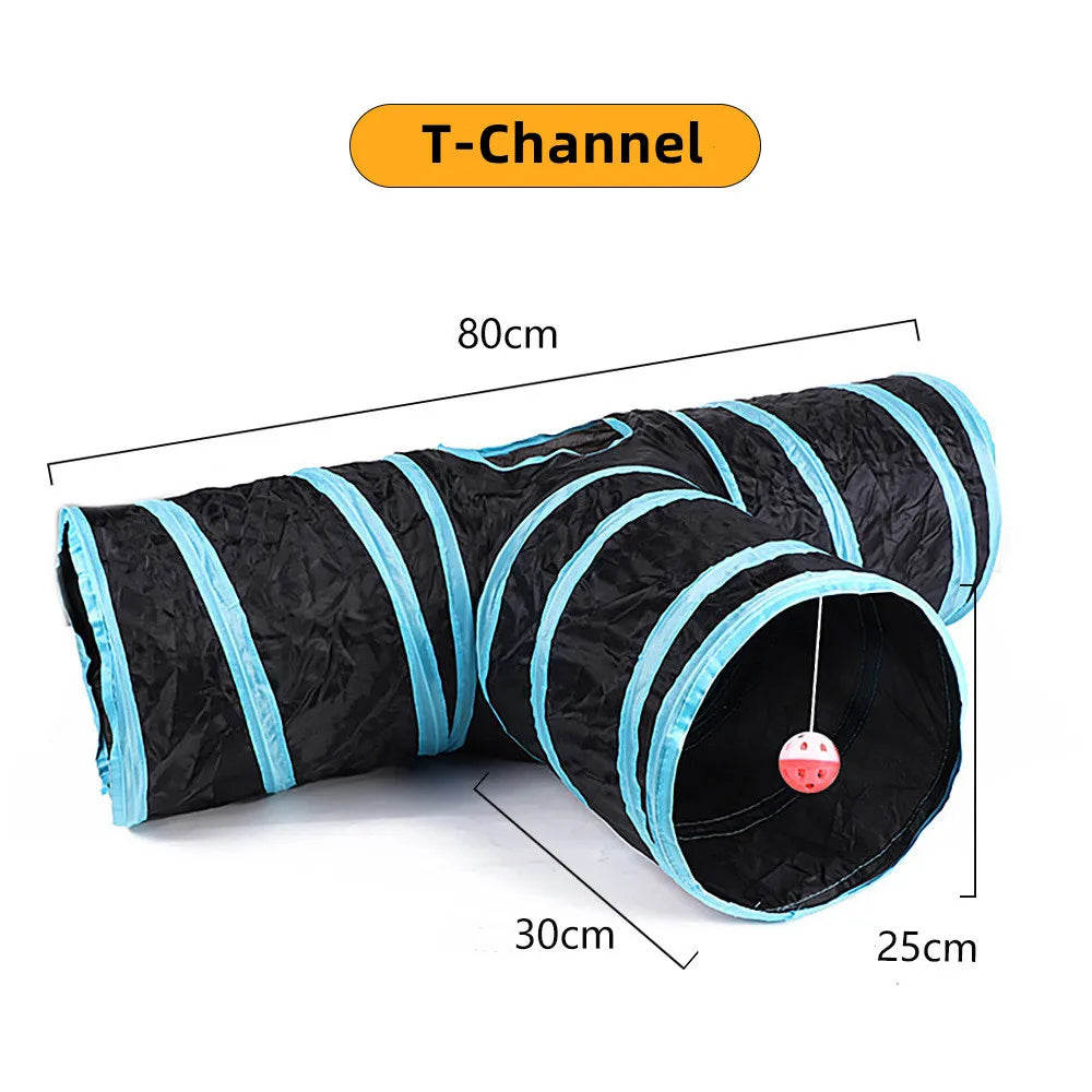 Túnel Plegable para Gatos – Juguete Interactivo, Transpirable y con Papel Crujiente