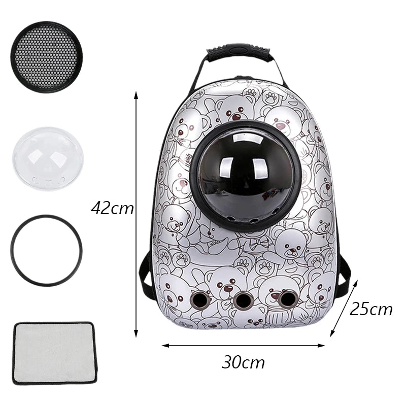 Mochila Transportín para Gatos – Diseño Cartoon, Transpirable y con Ventana Panorámica