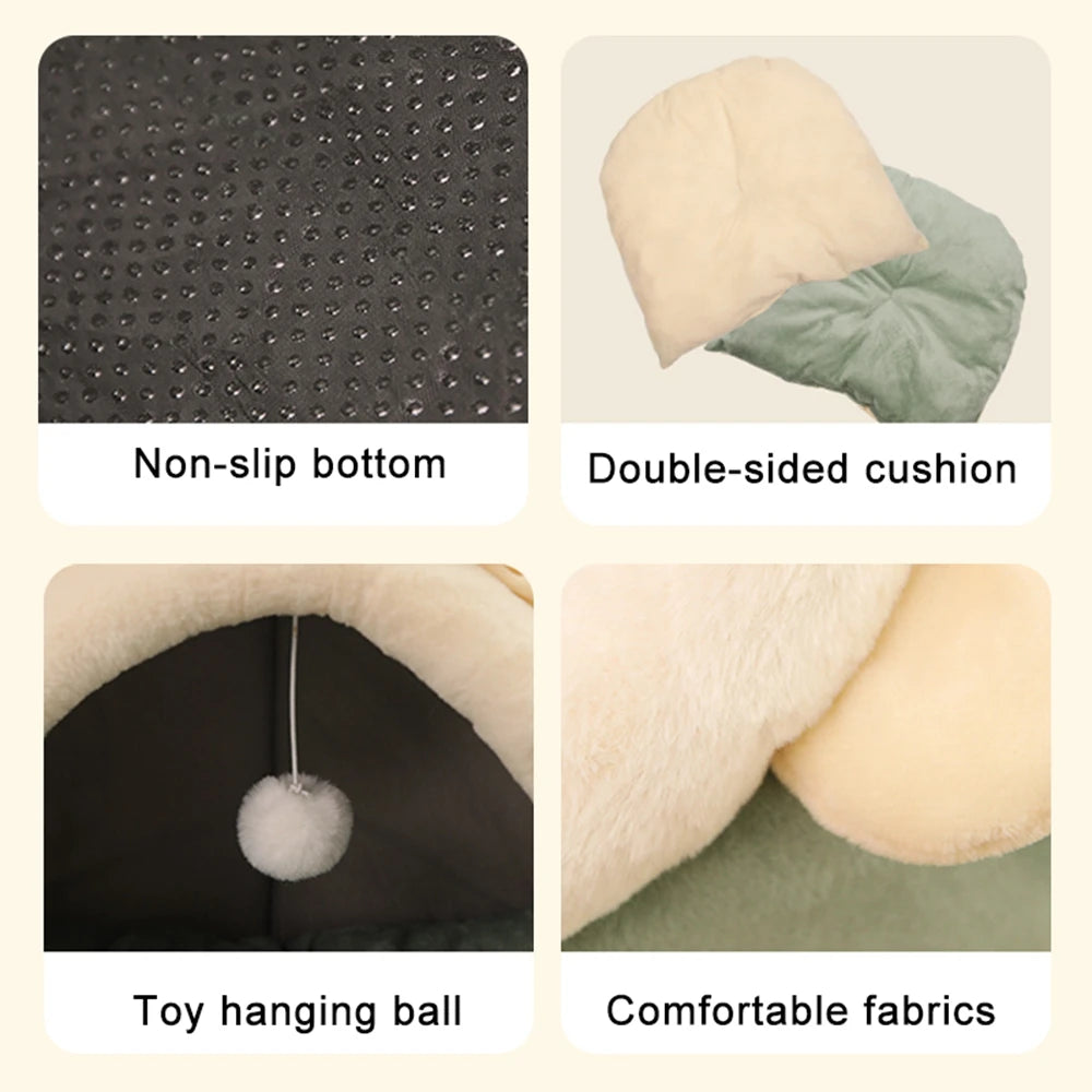 Cama Tienda de Campaña para Gatos y Perros Pequeños – Plegable, Lavable y Autocalentable