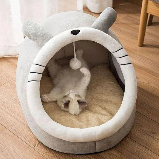 Cama Tienda de Campaña para Gatos y Perros Pequeños – Plegable, Lavable y Autocalentable