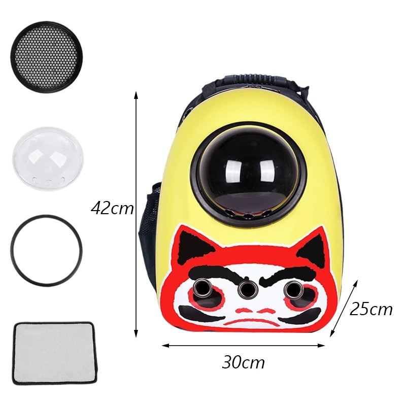Mochila Transportín para Gatos – Diseño Cartoon, Transpirable y con Ventana Panorámica