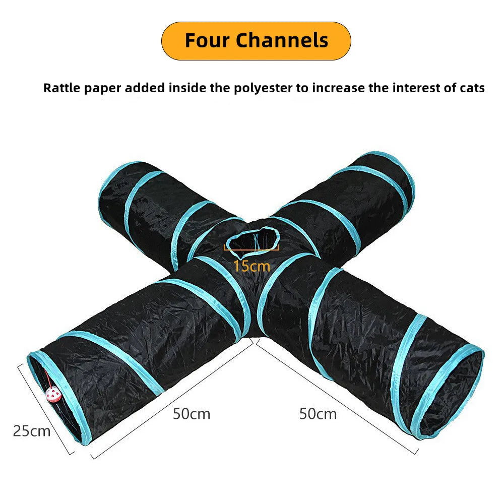 Túnel Plegable para Gatos – Juguete Interactivo, Transpirable y con Papel Crujiente